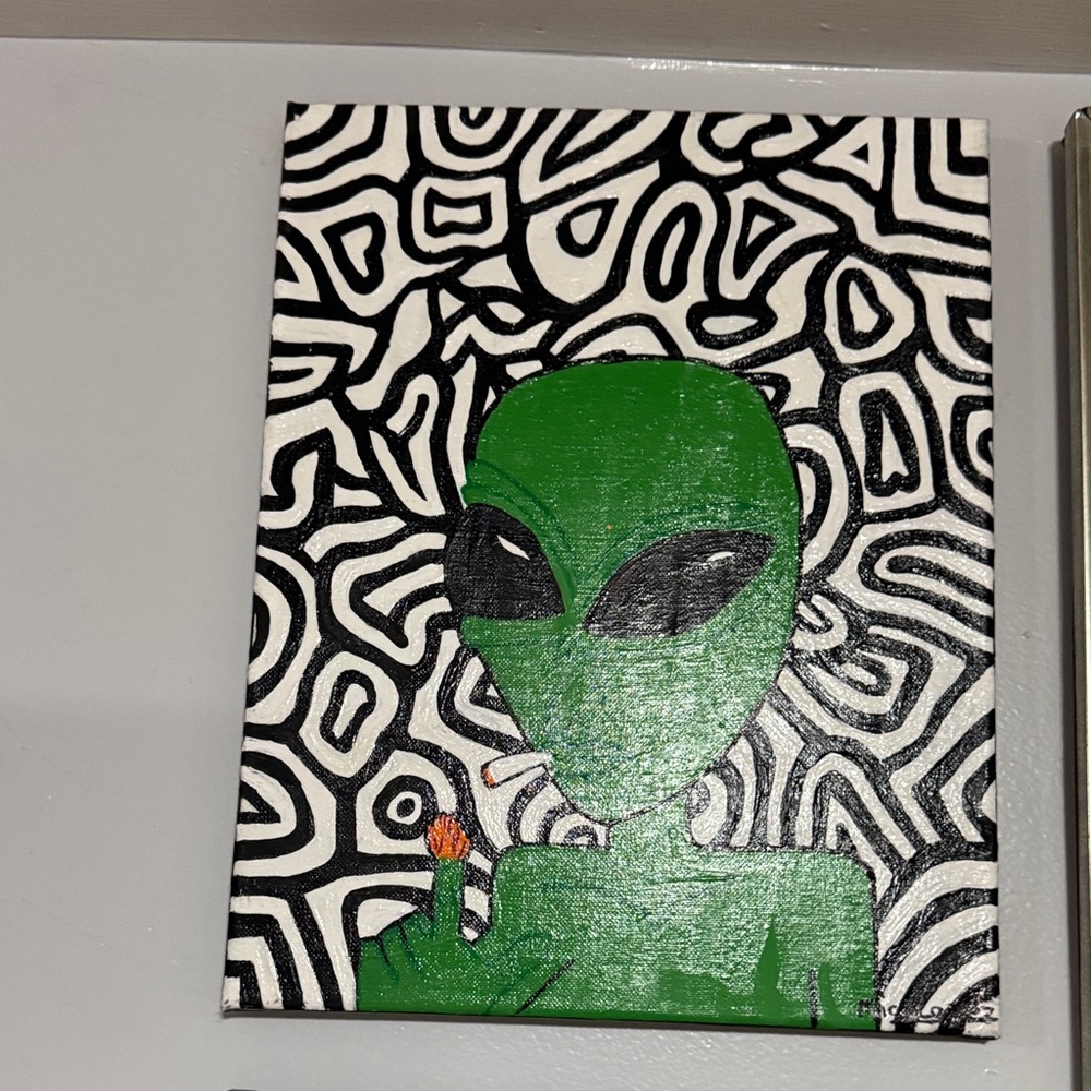 Abstract Green Alien Art Canvas